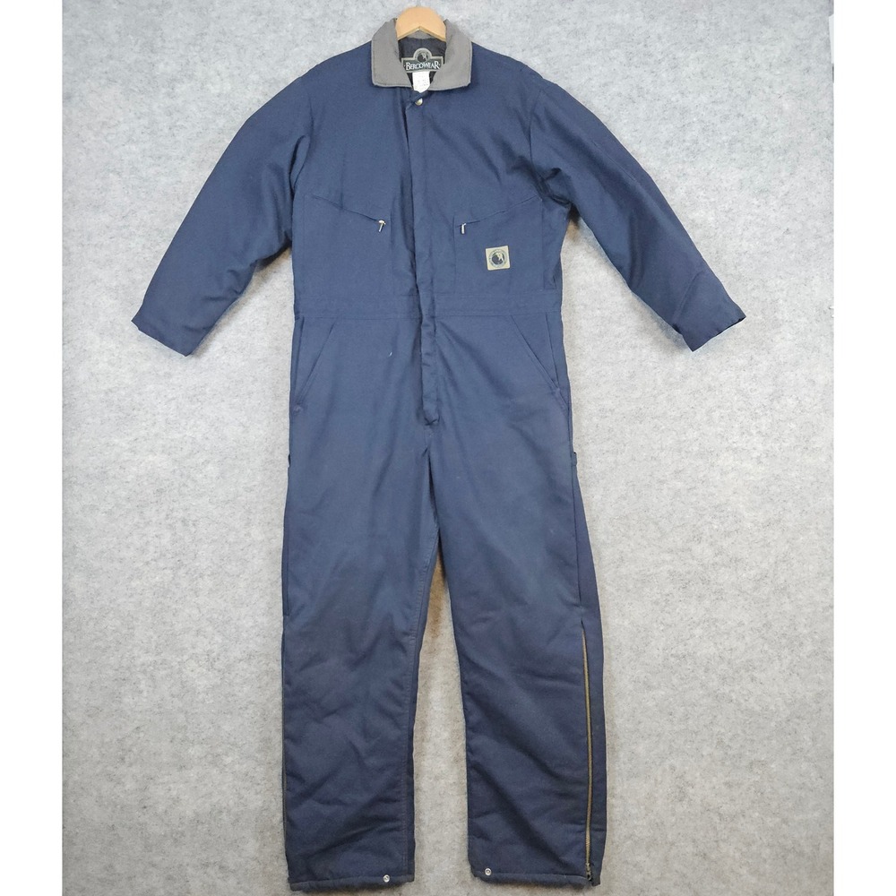 BercoWear Mens L 44-46 Regular Blue Insulated Coveralls Workwear USA Made‎ WORN